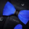 The Azure Allure Blue Feather Bowtie and Pin Ensemble