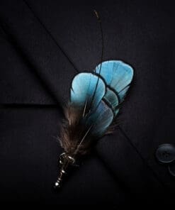 The Azure Ensemble Turquoise Feather Bow Tie & Pin