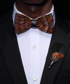 The Trenton Savant Plume Feather Bow Tie and Pin